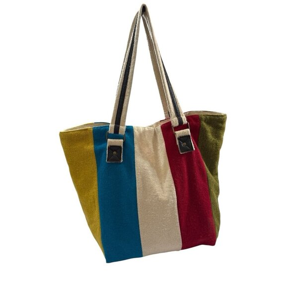Two’s Company Wool Multicolor striped large tote bag - Picture 3 of 14